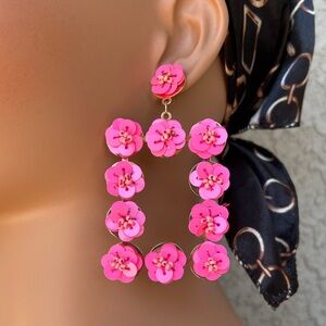 Caroline Hill Pink Floral Statement Earrings